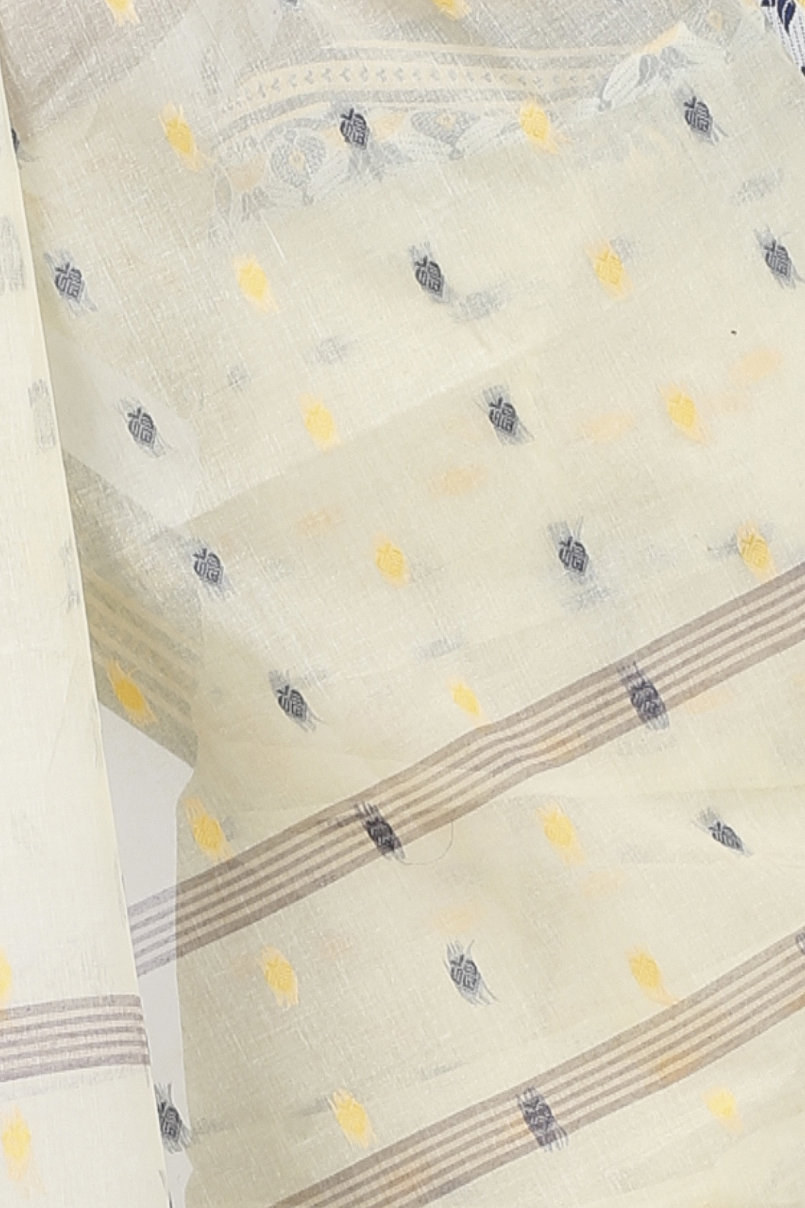 Cream Pure Cotton Uvra Tant Saree (1292)